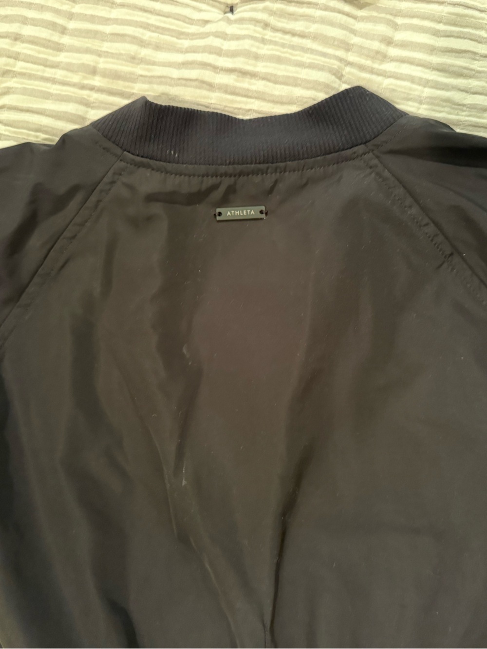 Athleta Black Nylon Bomber Jacket with Zip Pockets - Picture 3 of 4